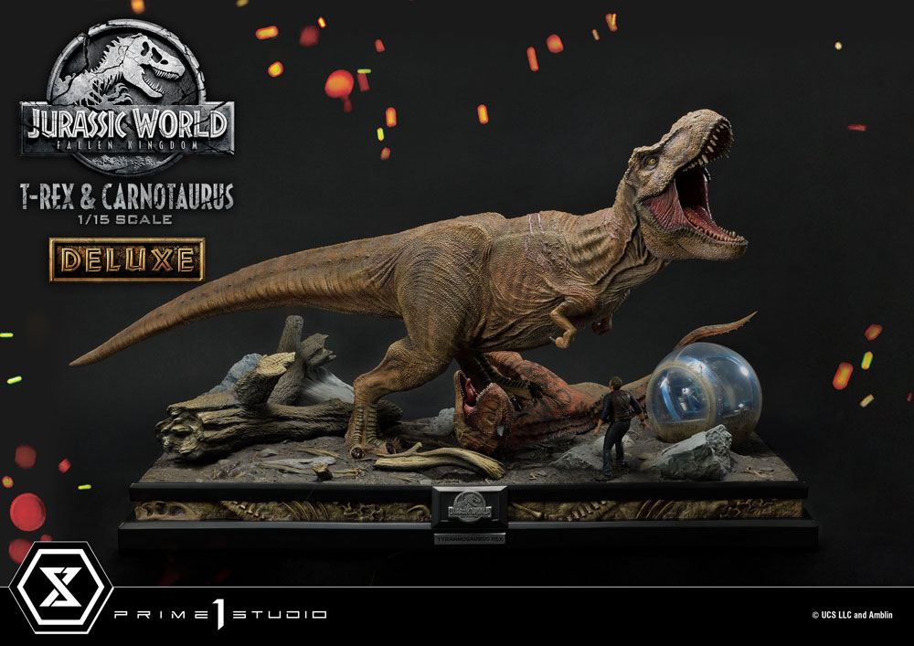 Statuette T-Rex et Carnotaurus Deluxe Version Jurassic World