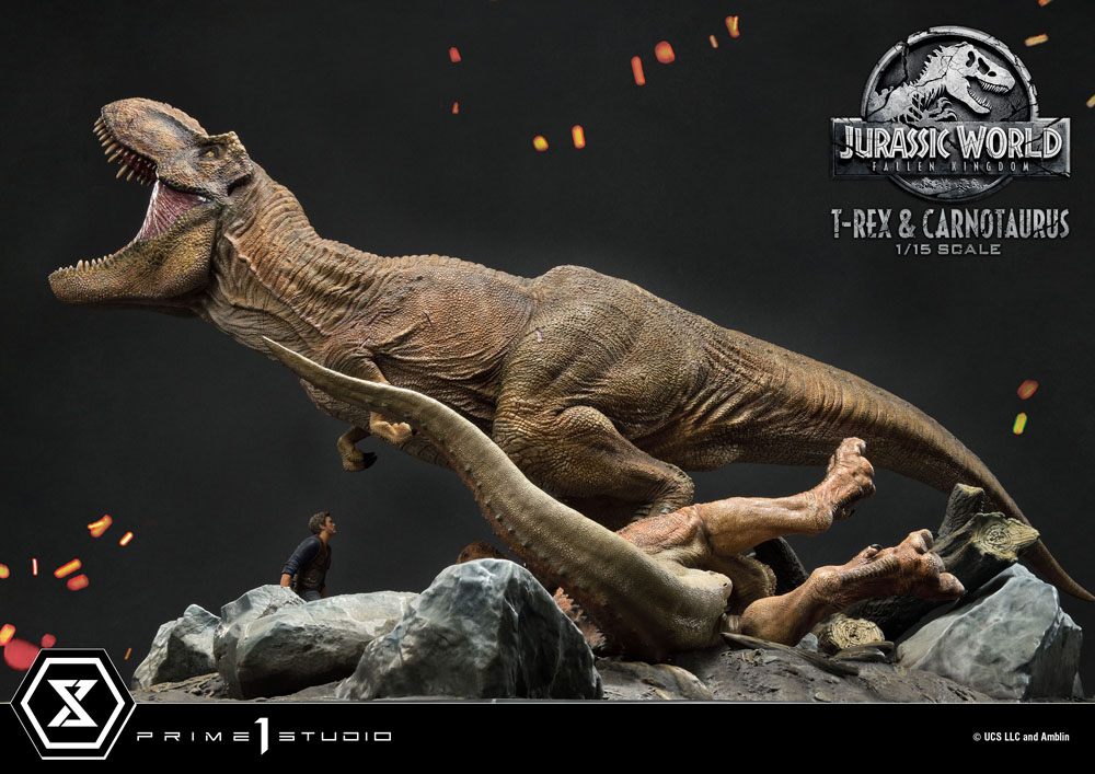 Statuette T-Rex et Carnotaurus Jurassic World - Deriv'Store
